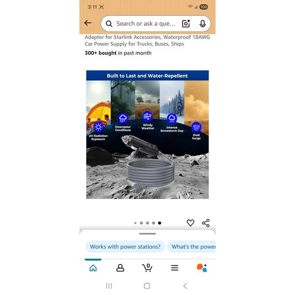 10FT Starlink Mini Car Charger DC Power Cable, 12V-24V  Waterproof - Picture 7 of 8